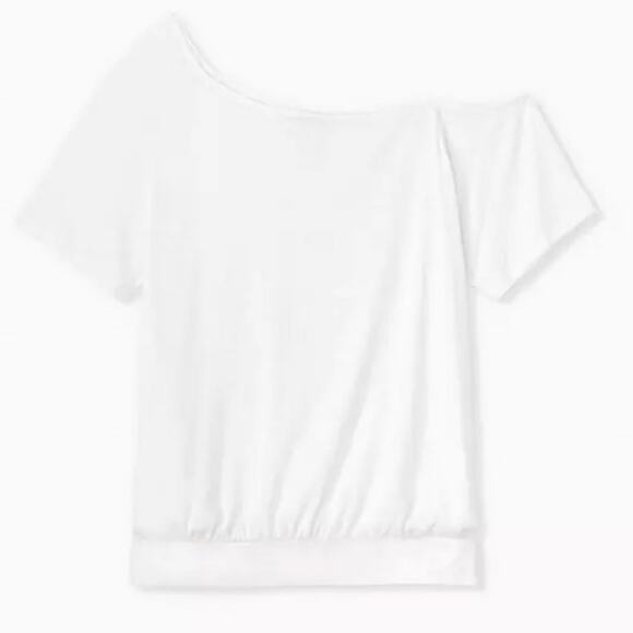 TORRID Plus Size 4 (26) Off-Shoulder Featherlight Slub Tee White - Picture 5 of 7